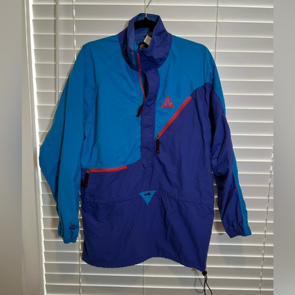 Vintage Nike ACG Anorak Jacket Mens Small Blue Purple Colorblock Pullover 90s